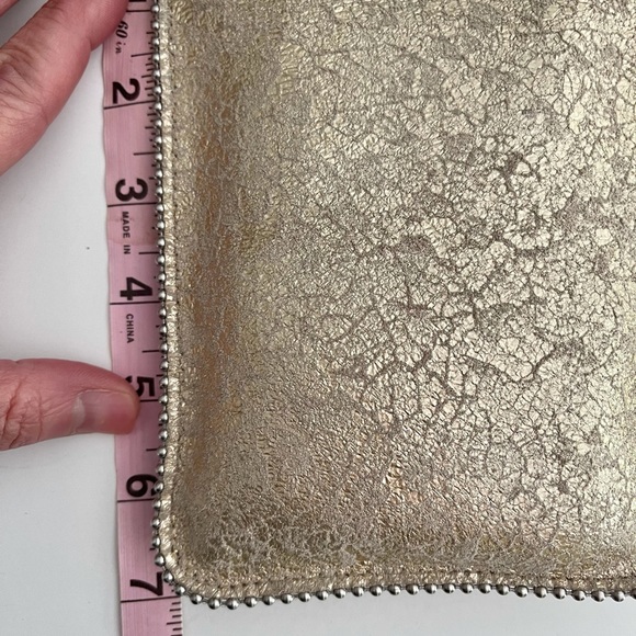 LEATHEROCK | Crossbody Tan Metallic Sparkly Swarovski Crystals 5x7 Evening Bag - Picture 5 of 8